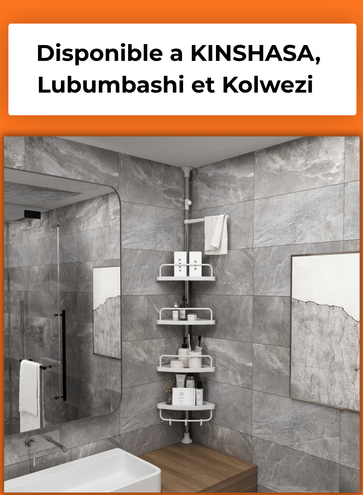 Étagère de Douche Réglable en Inox - Disponible a Kin-Lushi et Kolwezi - 40$