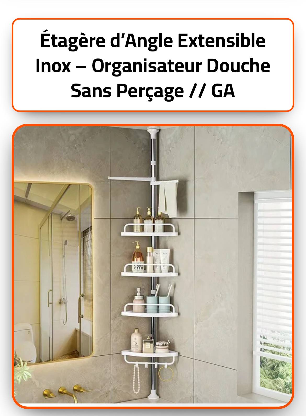 Étagère de Douche Réglable en Inox - Disponible a Kin-Lushi et Kolwezi - 40$