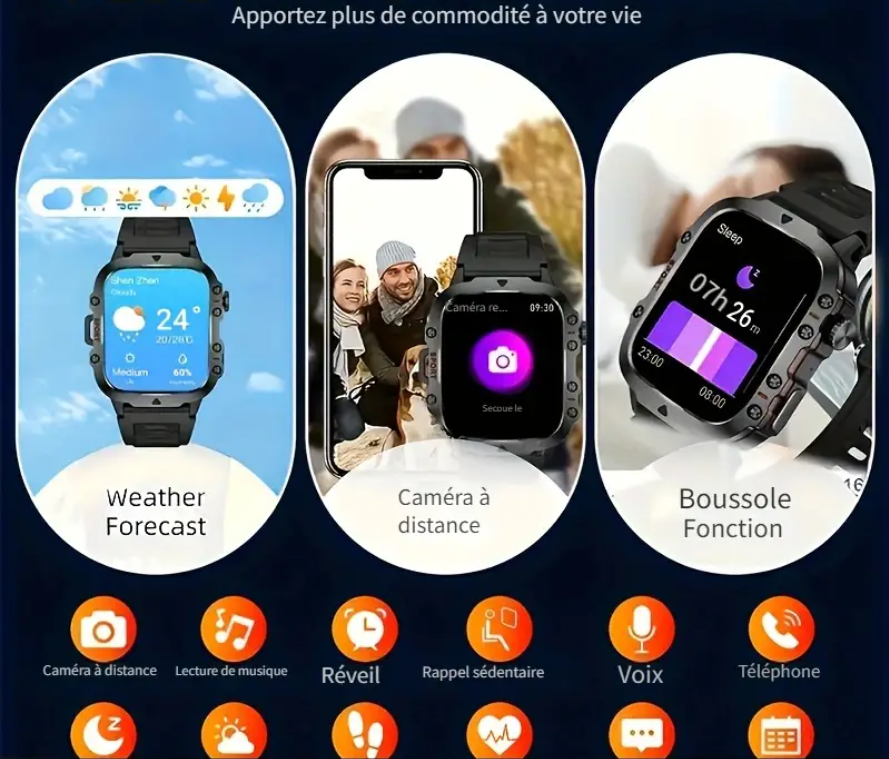 Montre intelligente sportive pour hommes