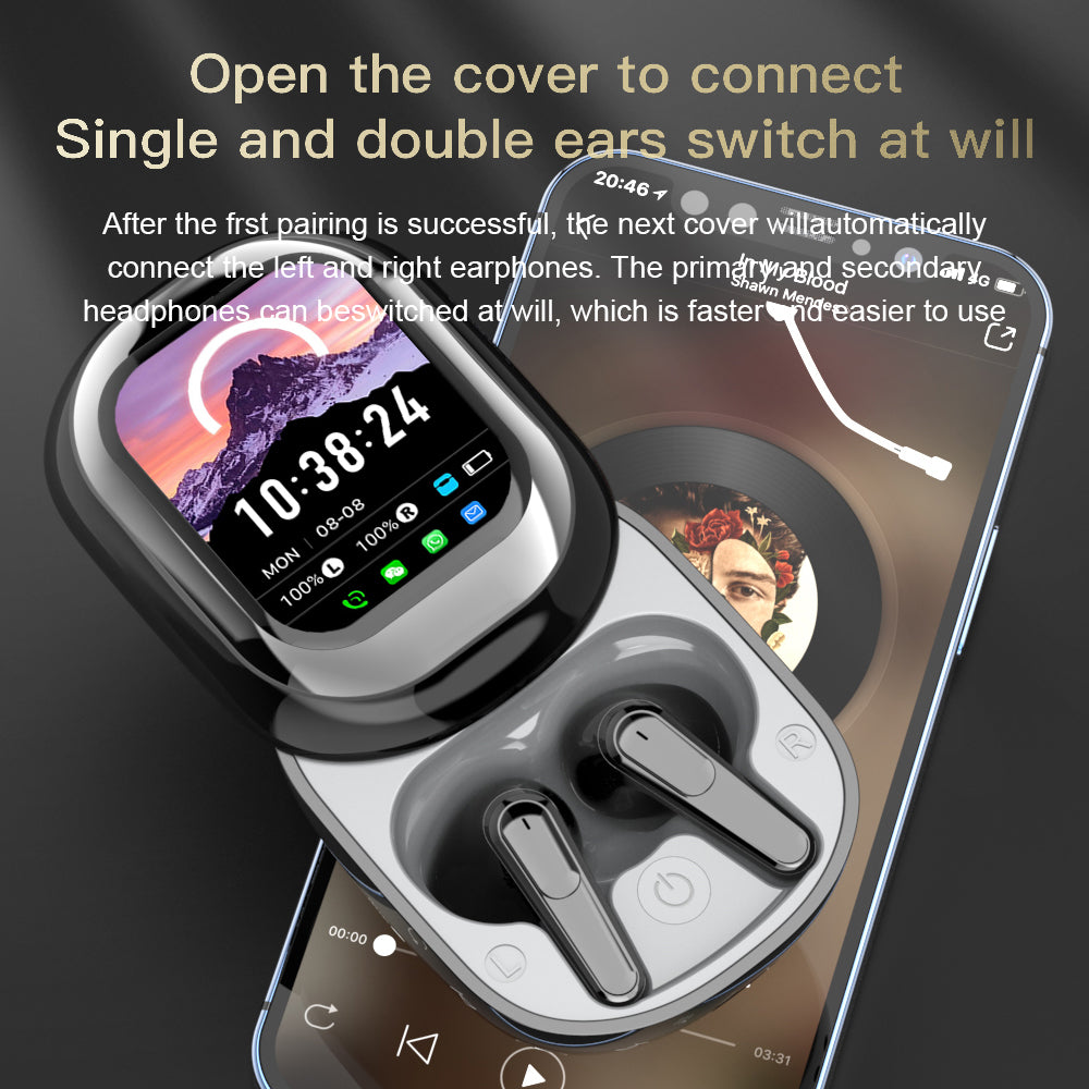 Écouteurs Sans Fil Intelligents SE-ONE TWS, Casque BT à Écran Tactile, Push de Messages et Écouteurs Tactiles