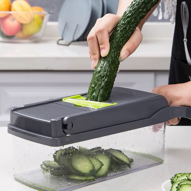 Hachoir à légumes multifonction 16 pièces, hachoir manuel pour aliments avec lames interchangeables pour fruits et légumes - 35