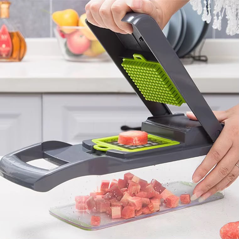 Hachoir à légumes multifonction 16 pièces, hachoir manuel pour aliments avec lames interchangeables pour fruits et légumes - 35